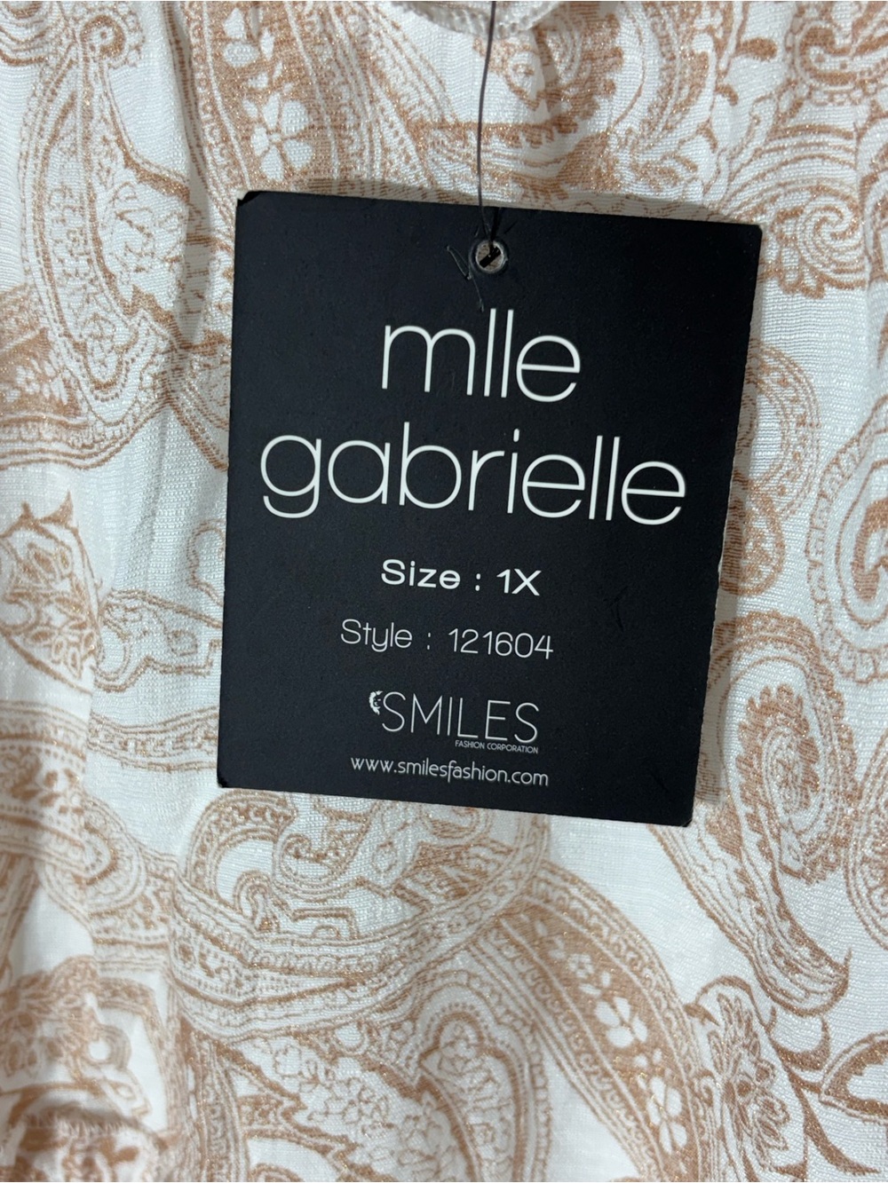Mlle Gabrielle Cream Top with Tan Paisley Print